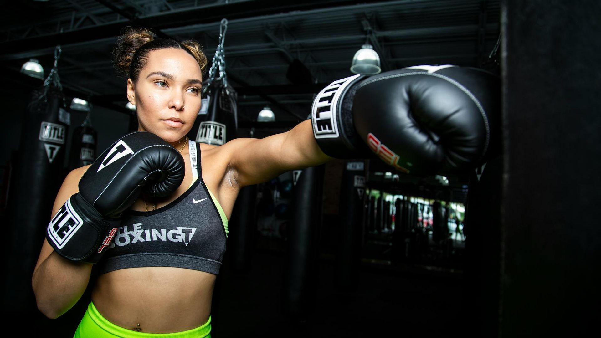 Professional sports equipment in a modern dark training studio.